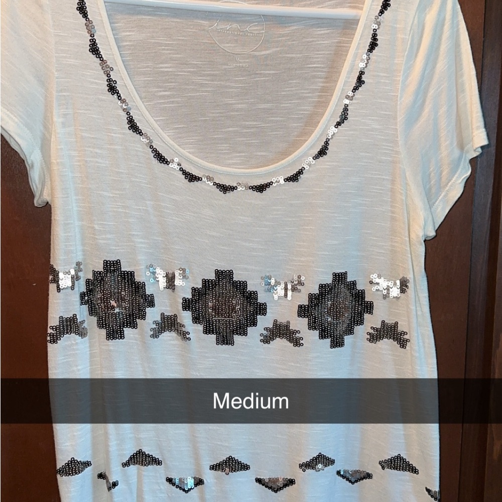 White Sequin Embellished Women's Top